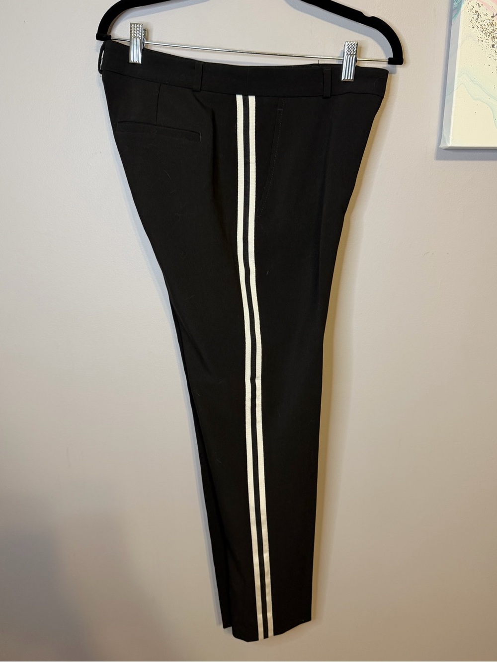 Banana Republic Avery Cropped Tuxedo Stripe Pants - Black/White Dual Line